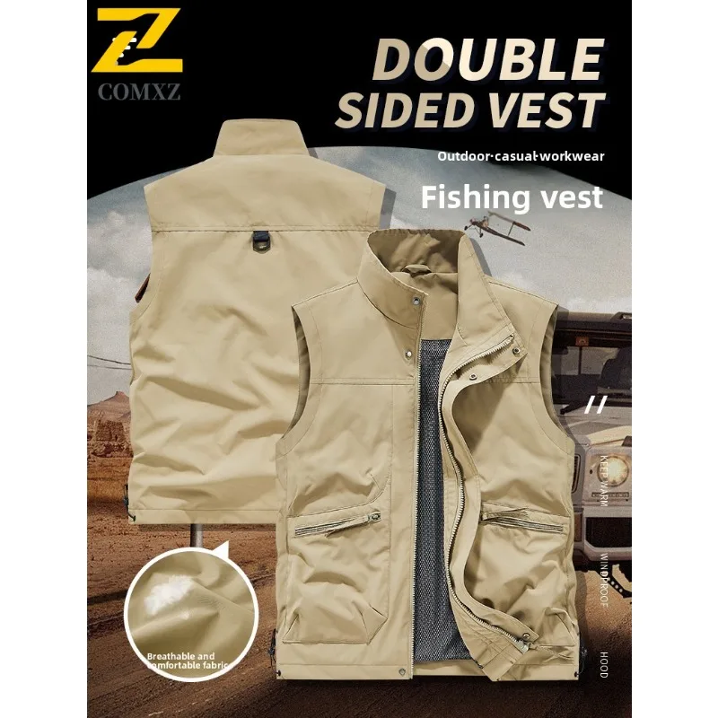 EIAO الرجال كل موسم فائدة العمل سترة الحد الأدنى جاكيت بلا إكمام مع الوقوف طوق للرياضة في الهواء الطلق الحضرية لباس غير رسمي 2025 #1