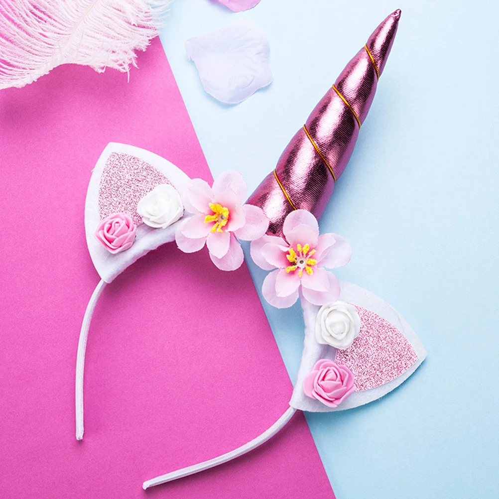 

5 Pcs Unicorn Headb Glitter Horn Hair Accessories for Girls Kids Fashion Headdress Banquet Hair Tools