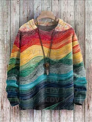 Rainbow Art Casual Multicolor Print Knit Pullover Sweater Men's For Women's Pullover