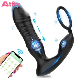 Anal Plug Vibrator Thrusting Prostate Massager Cock Ring Bluetooth APP Control Butt Plug Sex Toys for Men Gay Ass Buttplug