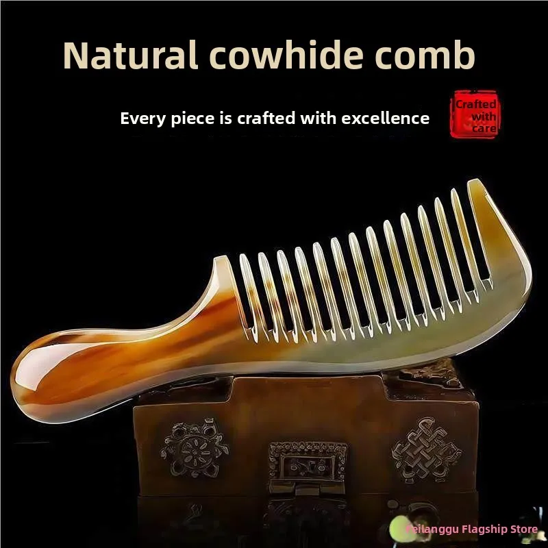 

Утолщенная расческа из бычьего сухожилия с широкими зубьями, антистатическая, для длинных волос, для завивки, массажа кожи головы и меридианов