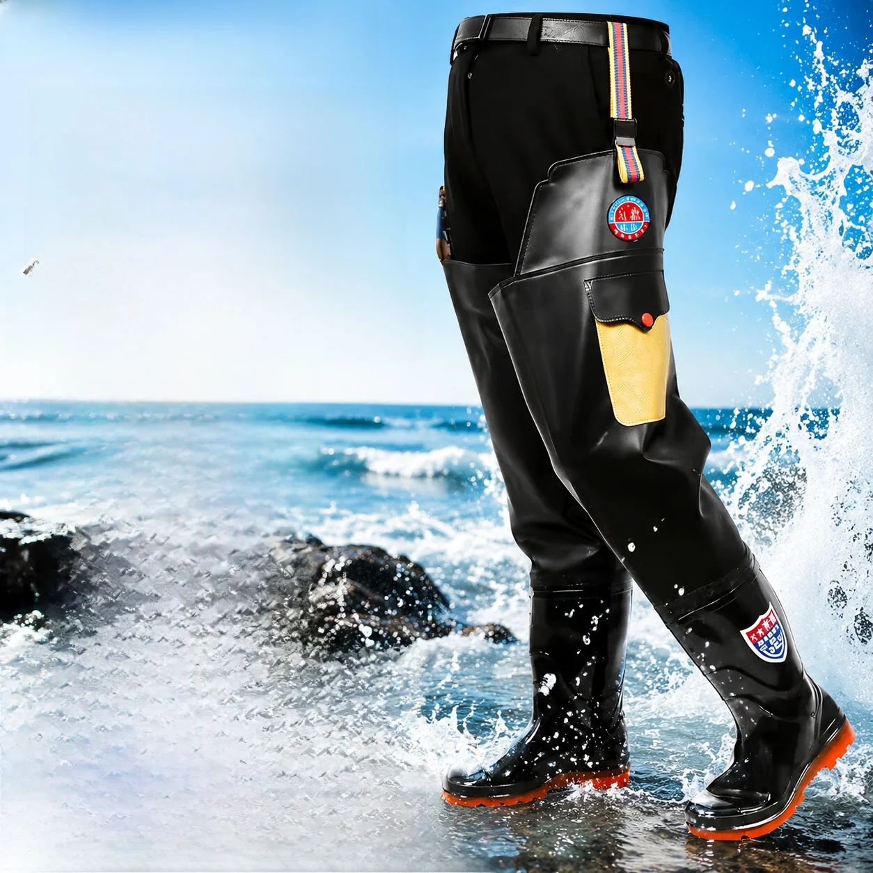 Men's High-Cut Thickened Fishing Rain Boots Waterproof Rubber Sole Anti-Slip Outdoor Activity Boots Spring Summer Autumn Winter