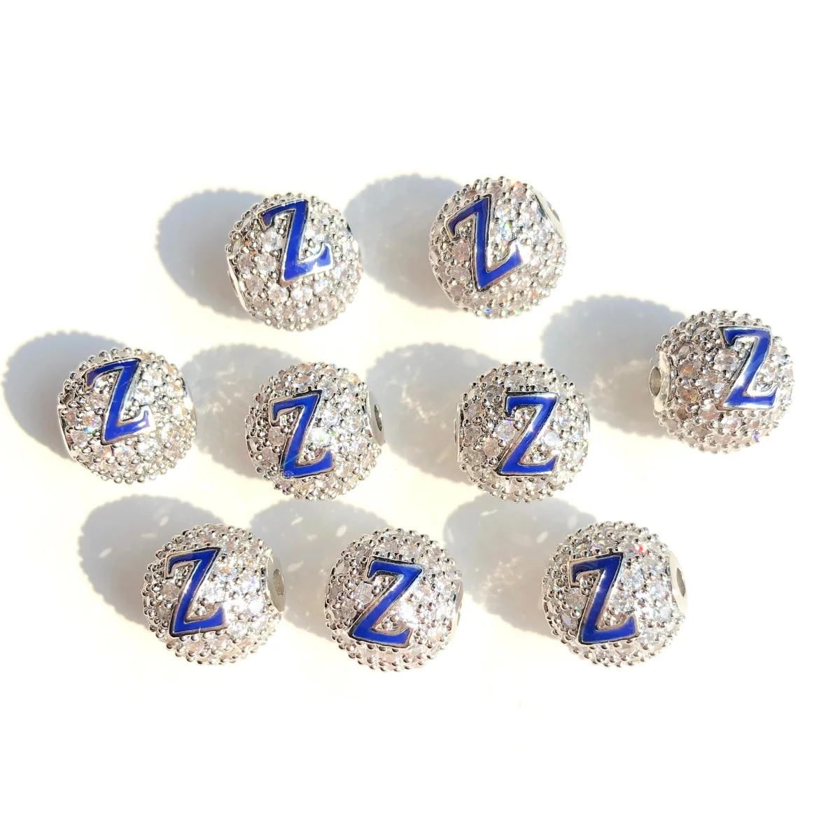 9pcs/lot 10mm Blue Enamel Greek Letters 