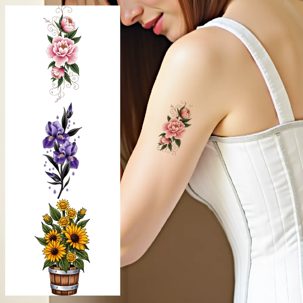 

28pcs Temporary Tattoo New School Traditional Butterfly Tulip Rose For Arms Adults Chest