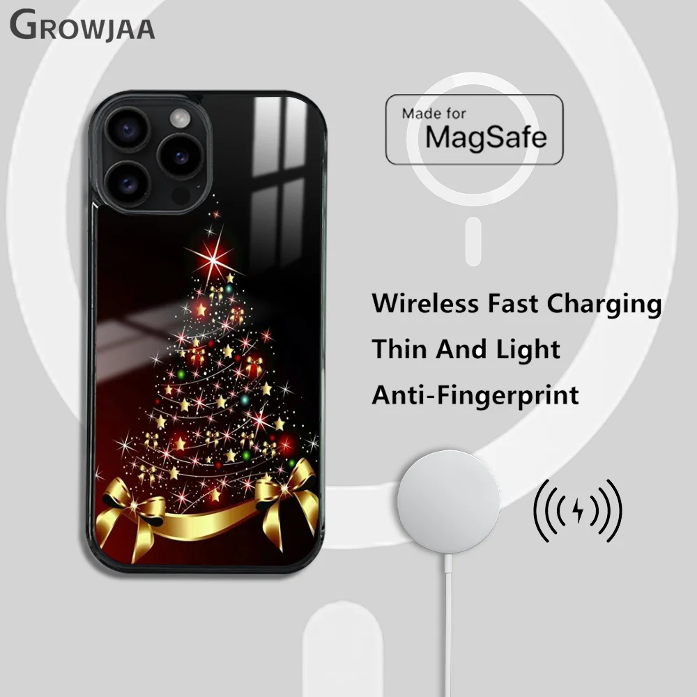 Christmas Cool tree Phone Case For iPhone 15 14 13 12 11 Pro Max Plus Mini Mirror Wireless Magnetic Cover