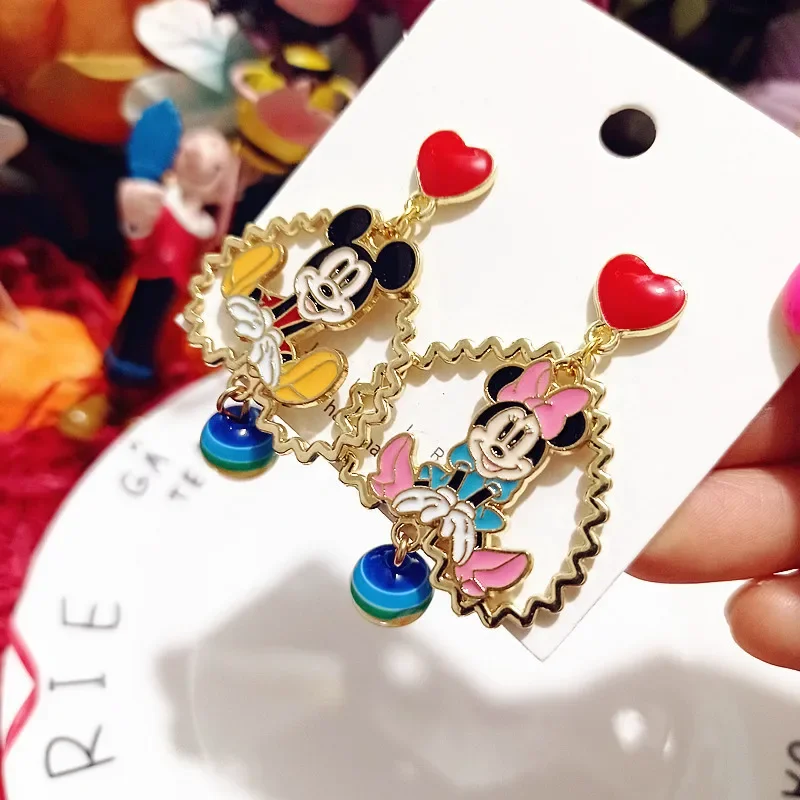 Disney Mickey Mouse Drop Earrings 2022 Korean Fashion  Creative Cute Princess Stud Earrings Jewelry Women\'s Party Birthday Gifts