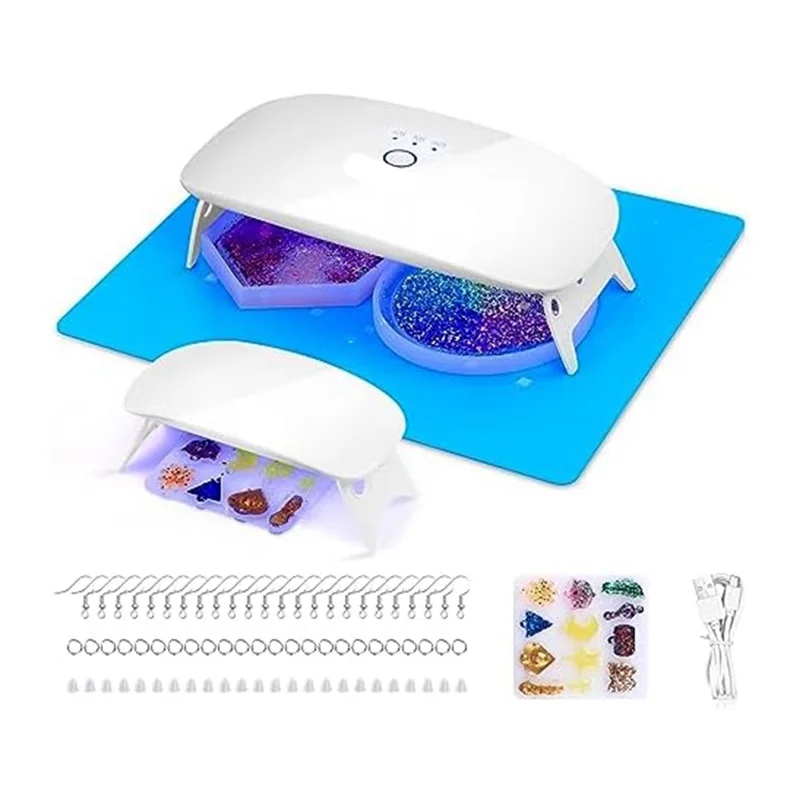 Resin UV Lamps, Resin Molds, Cushion and Earring Making Kit for Resin Curing, Jewelry Making, DIY Craft