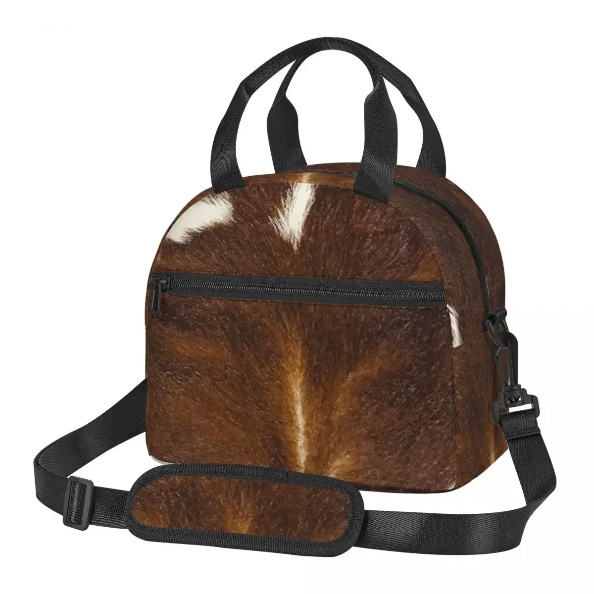 

Stylish Cow Fur Cowhide Texture Cow Skin Patter Lunch Bags Insulated Bento Box Lunch Tote Picnic Bags Cooler Bag for Woman Kids