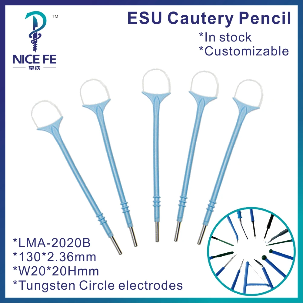 

5pcs disposable Wholesale Esu Cautery Pencil Electrosurgical Annular Electrode Electrocoagulator Electrocaute 130*2.36mm，W20*H20