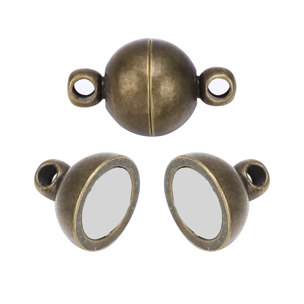 5 Sätze/los 6/8/10/12/14mm Runde Magnetische Verschlüsse Kupfer Ball Form Ende Schnalle Anschlüsse für DIY Schmuck Machen Armbänder Halskette – Detail 16