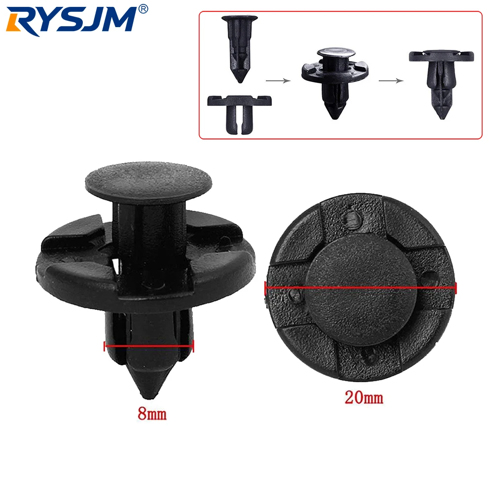 8mm Plastic Auto Fasteners Rivets Clips 10/20/30/50pcs Car Bumper Door Panel Fender Liner Retainer Push Pin Clip Repair Parts
