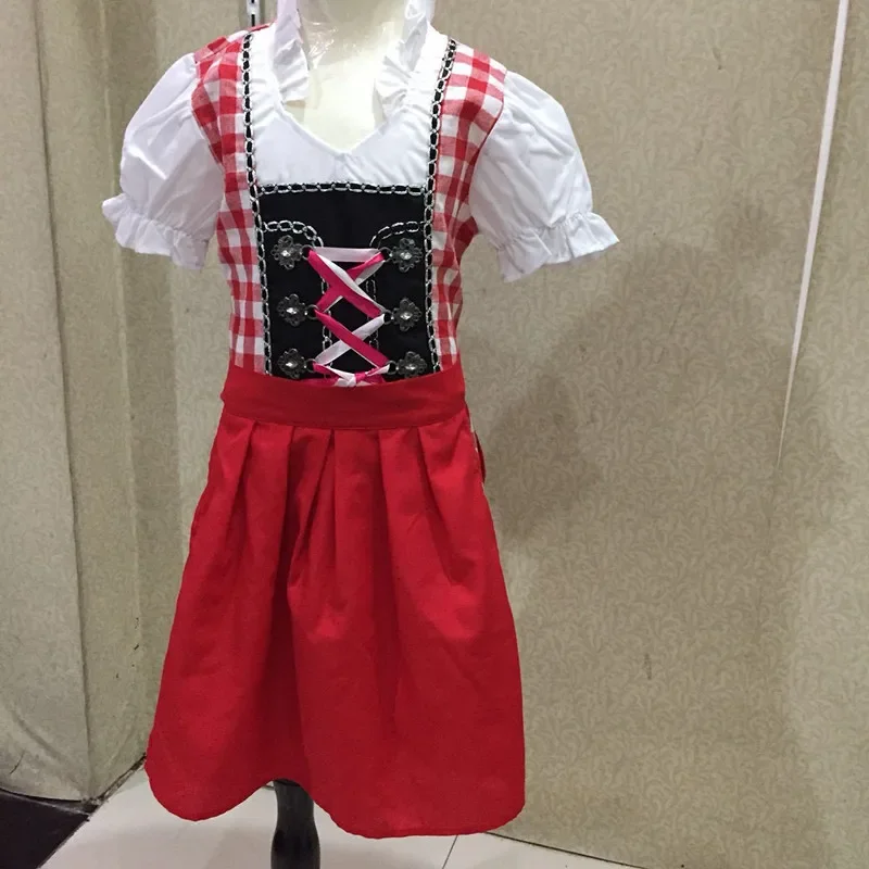 S-XL Children Girls German Oktoberfest Costume Bavarian Traditional Beer Festival Wench Maid Dirndl Fancy Dress