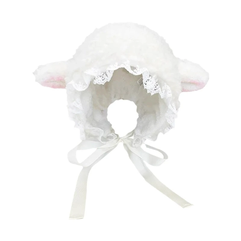 Cartoon Sheep Ear Shape Hat Fluffy Winter Ear Protects Plush Hat Cold Winter Cute Presents for Girlfriend Teenagers