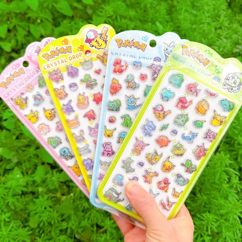 Pok é mon pixel style crystal relief sticker, hand account, Guka phone case, water cup decoration sticker