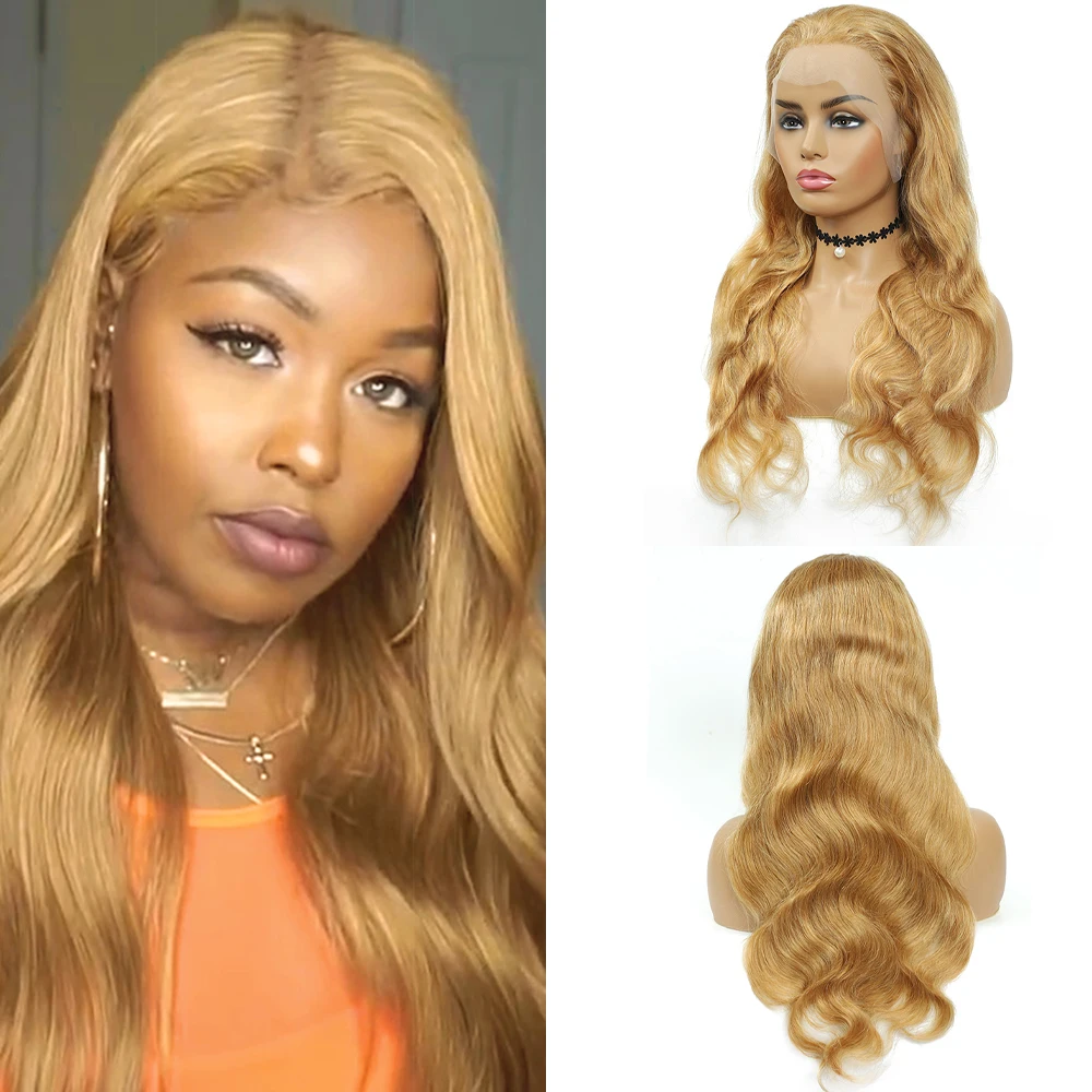 

Honey Blonde Body Wave 13x4 Lace Front Wig Human Hair Wig Brazilian Pre-Plucked 4x4 Closure Wig With Baby Hair SOKU For Women