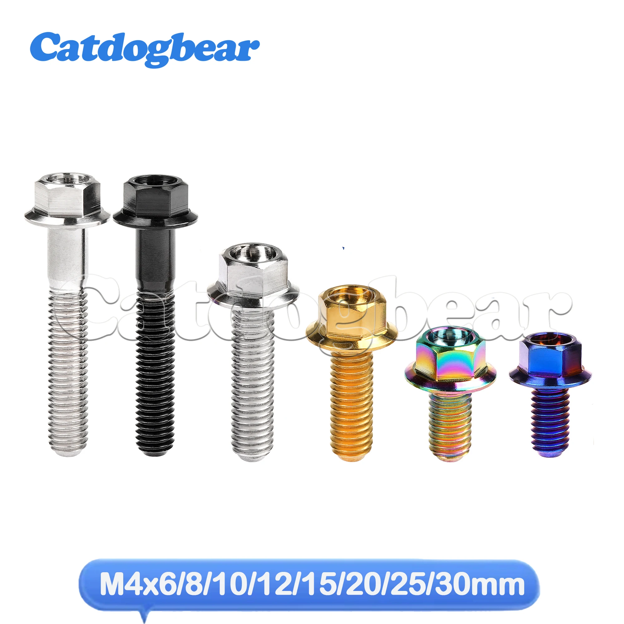 

Catdogbear Titanium Bolts M4x6/8/10/12/15/20/25/30mm Socket Flange Head DIN6921 for Motorcycle Modified
