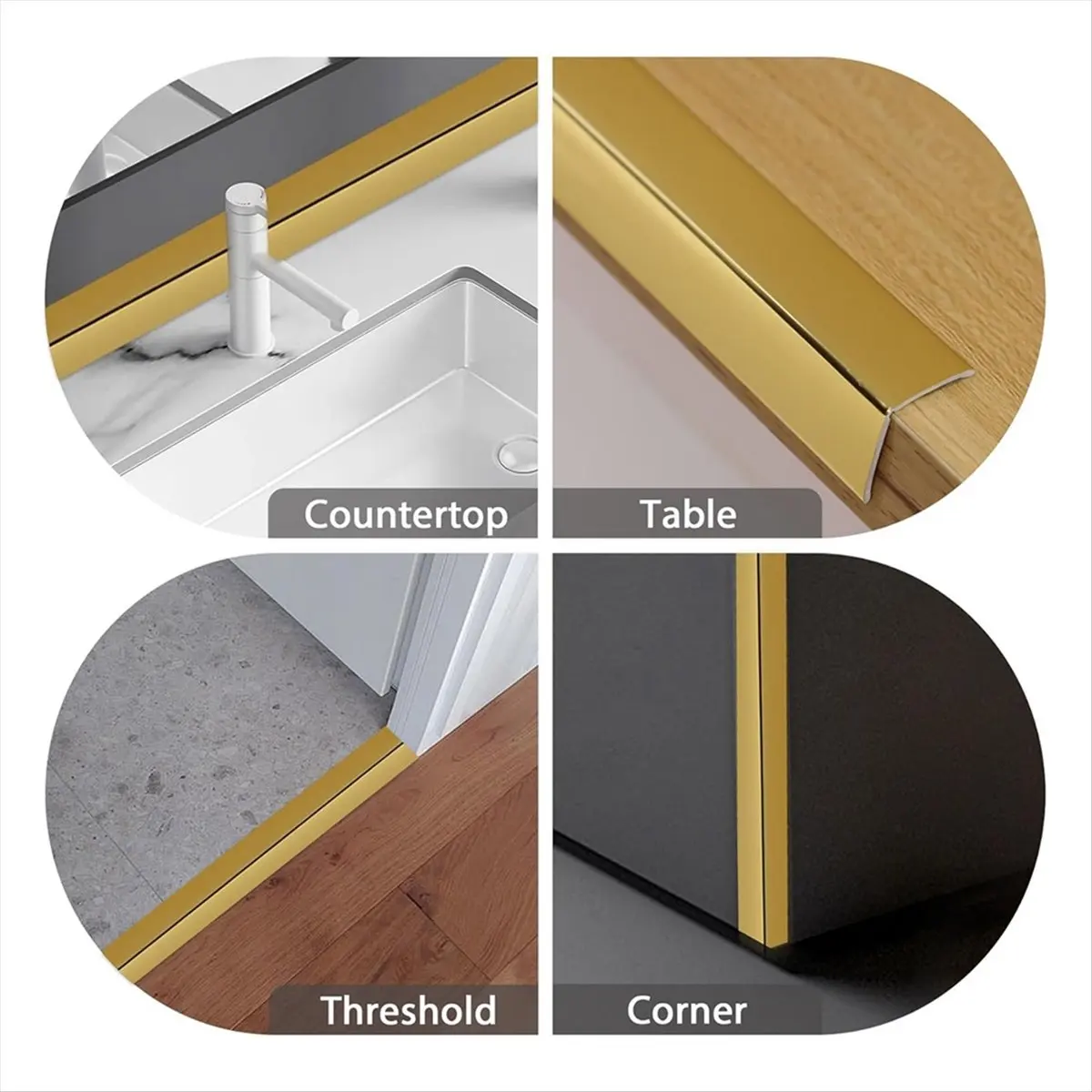Compatible Shiny Multifunctional Molding Trim, Peel and Stick Inside Outside Corner Guards for Wall Table Door Frame Gold