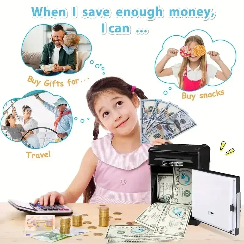 Imagem -05 - Electronic Piggy Bank For Kids Cofre com Senha Personalizada Caixas de Dinheiro Moedas Digitais Cash Saving Cofre Caixa Eletrônico Crianças