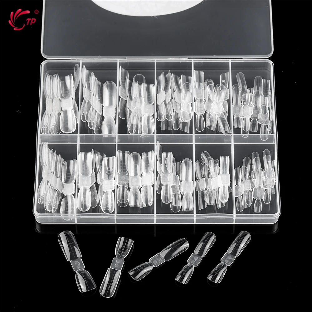 TP 120/140 pz Nuovo Doppia Forme Unghie Stampo Copertura Completa Poly Gel Per Unghie Estensione Superiore Stampi Sistema di Unghie Acriliche Punte False Forme Superiore