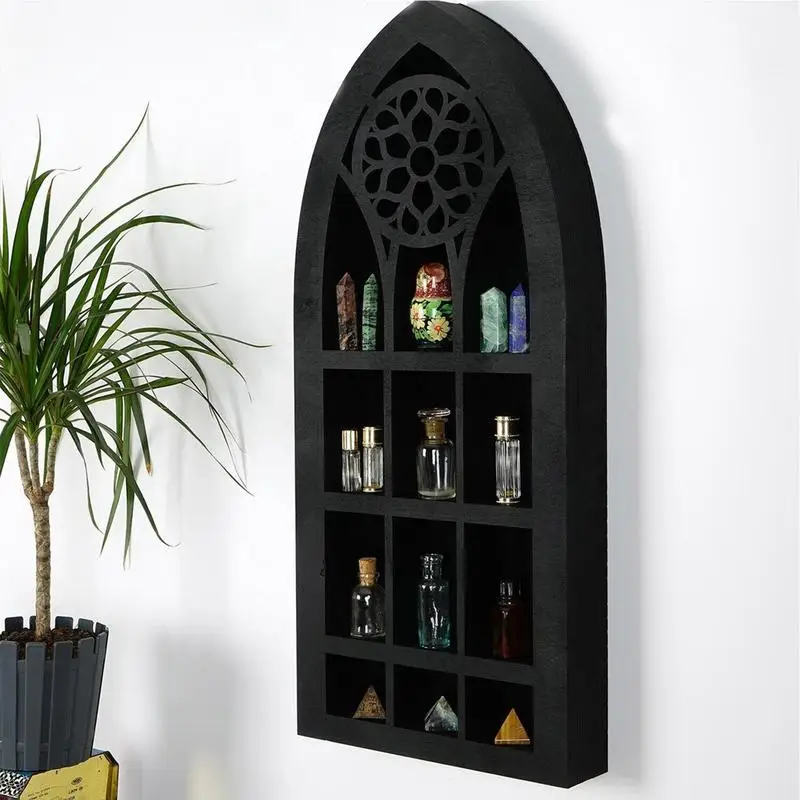 

Wooden Shelf Crystal Display Case Wall Hanging Crystal Display Shelf Nail Polish Oil Spice Storage Shelf Stone Cabinet W2381