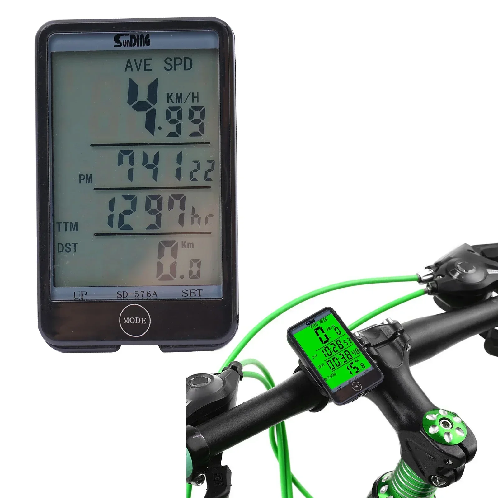 Bike Wired Computer 576A Touch Screen Speedometer USB Rechargeable Bicycle Wire Control Odometer Cycling Accessories