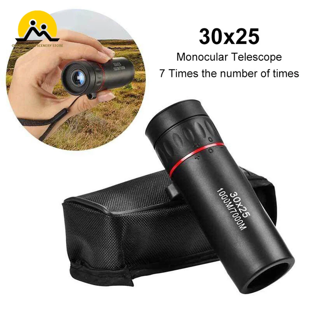 30x25 Mini Pocket Monocular Telescope Binoculars Handy Zooming Focus Green Film Binoculo for Outdoor Camping Hiking Traveling