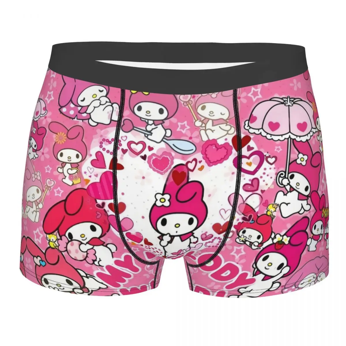 

Мужская новинка на заказ, нижнее белье с рисунком My Melody Sanrio, японское аниме, трусы-боксеры, мягкие шорты, трусы