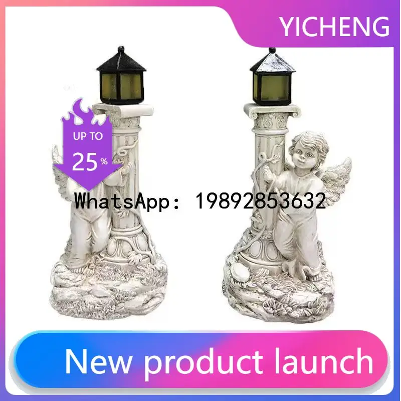 

ZF Resin Craft Creative Solar Angel Ornament for Courtyard Garden Solar Decorative Night Light