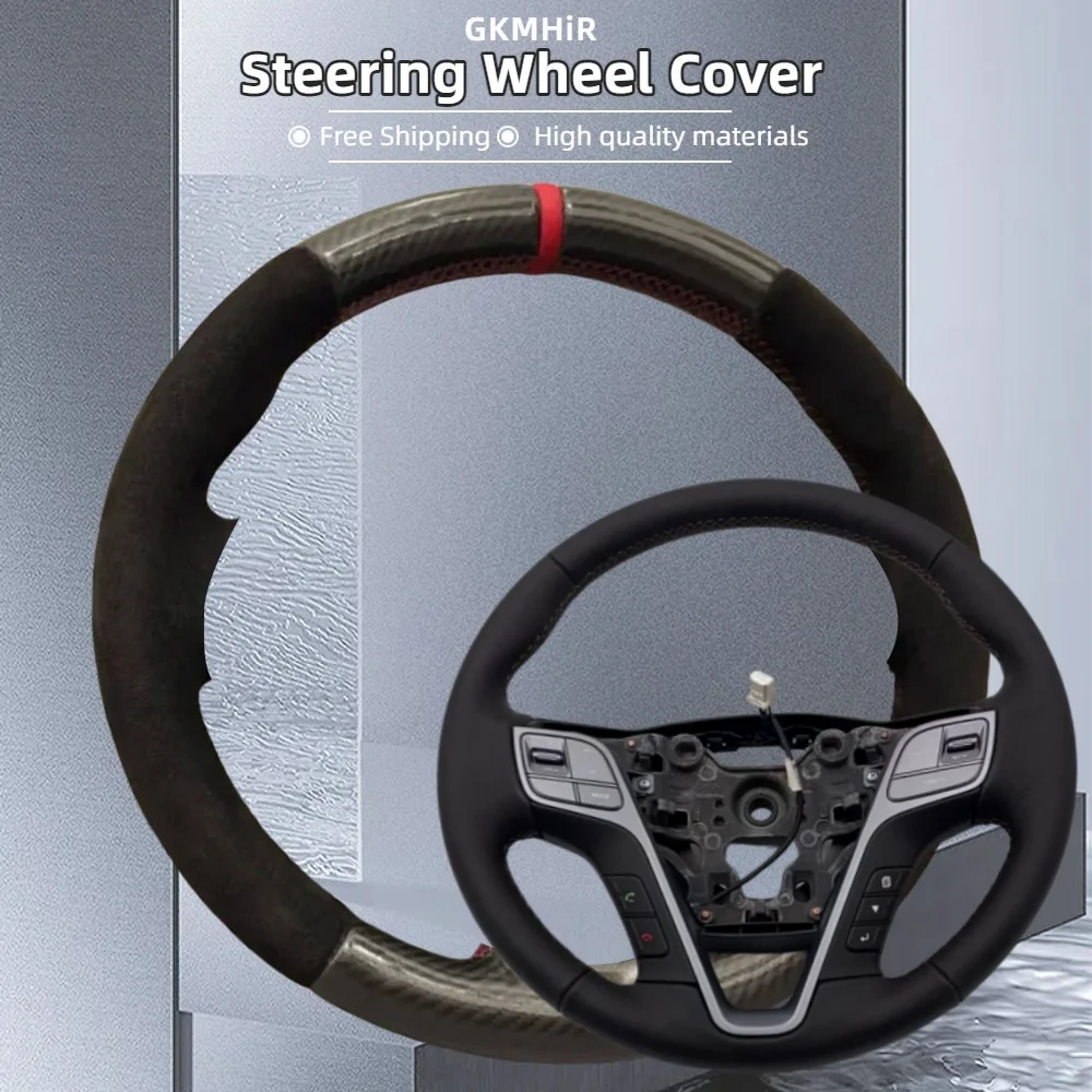 

Customization Car Steering Wheel Cover For Hyundai Santa Fe 2013-2018 Hyundai Grand ix45 Hand Sewing Suede Car Accessories