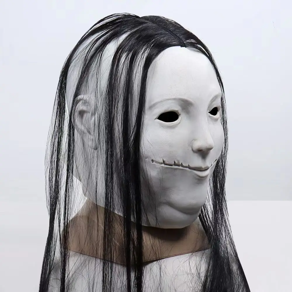 Film histoires effrayantes pour dire dans le noir, masque de Cosplay, visage blanc, casque fantôme féminin en Latex, masques d'horreur, accessoire de Costume d'halloween
