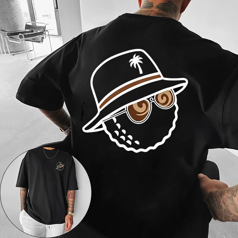 Unisex Trendy Graphic T-shirt with Bucket Hat and Sunglasses Print, Perfect for Summer Streetwear T-shirts From Trendy Brands