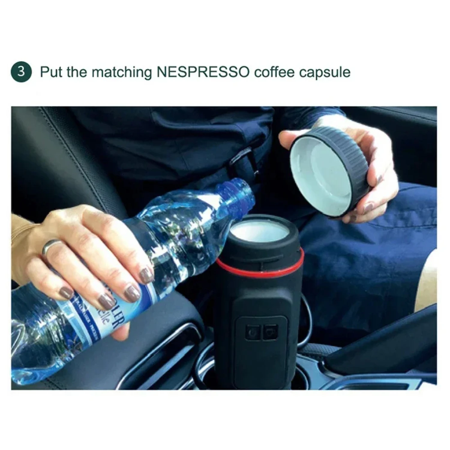 Houselin Portable Mini Espresso Machine, 12V/24V Car Coffee Maker with Self-Heating,  Compatible For NS Pods & Ground Coffee