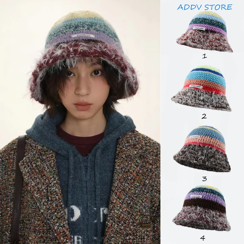 

Fashionable Women's Bucket Hat with Ear Protection, Thickened Warm Plush, Winter New Style, Versatile Wool Knitted Hat