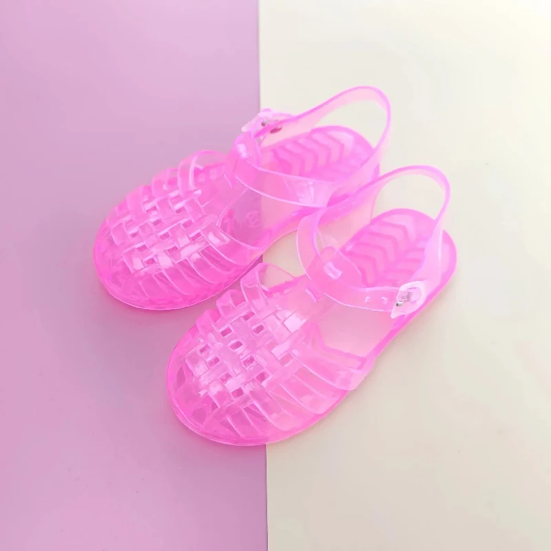 Girls Outdoor Breathable Solid Color Fashion Trend Children Transparent Sandals Kids Buckle Non Slip Waterproof Hollow Out