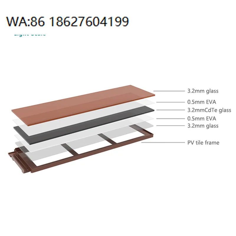 Djd01 Bipv Cdte Solar Roof Tiles Double Glass 32mm 75w High Efficiency Red Panels Piecesm For House Energy Saving