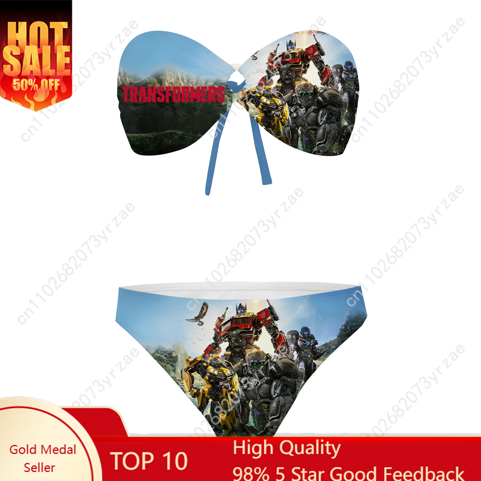 

Transformers Strapless Swimsuit Womens Bathing Suits Personalized Swimwear Pool Party Beach Sexy Bikini Custom Beachwear
