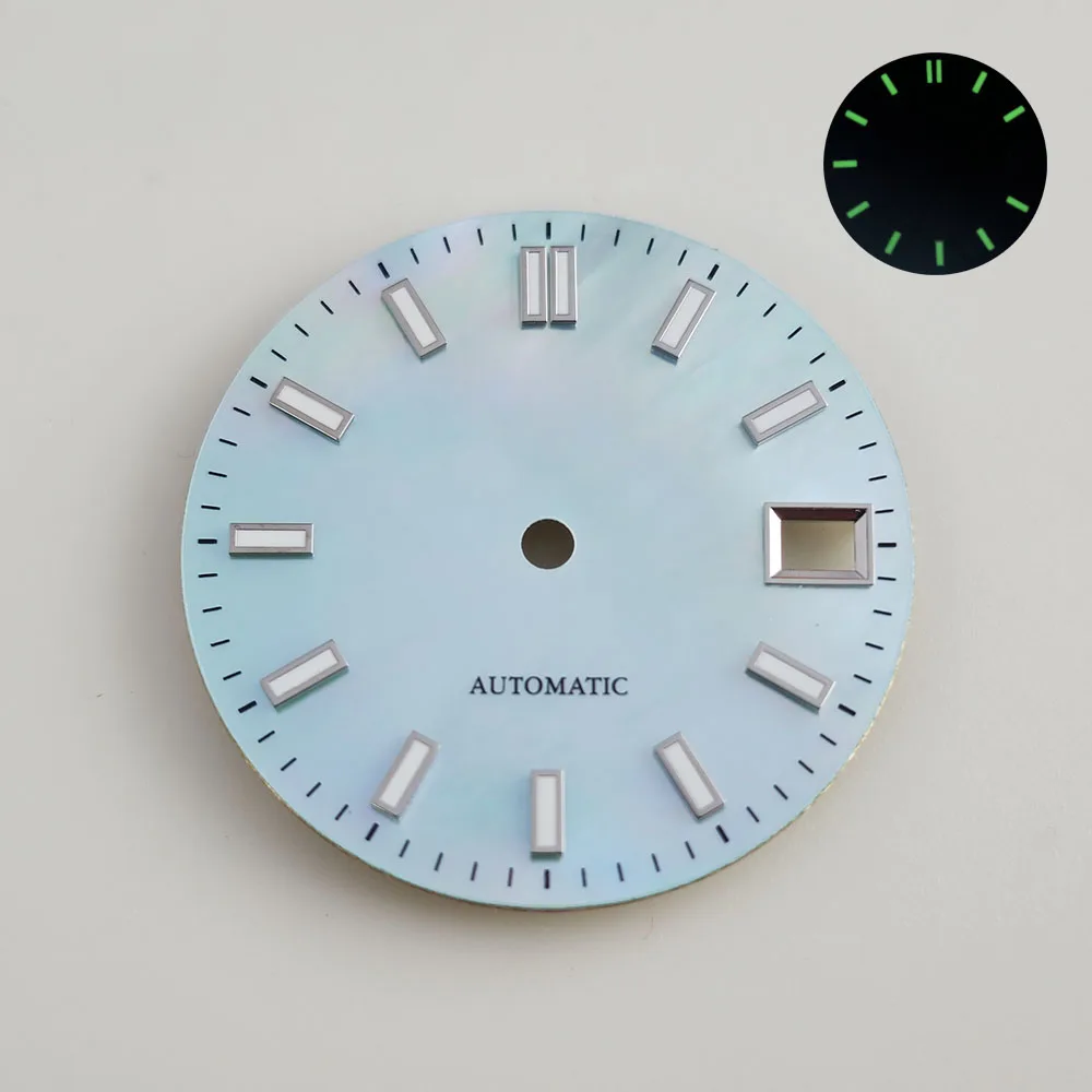 Orologio quadrante da 28,5 mm quadrante luminoso NH35 per movimento meccanico automatico NH35 cinturino puntatori Altri accessori per orologi