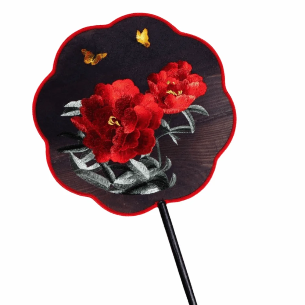 Vintage Silk Chinese Style Fan Floral Pattern With Pendant Embroidery Fan Classical Style Silk Fan Hanfu Accessory