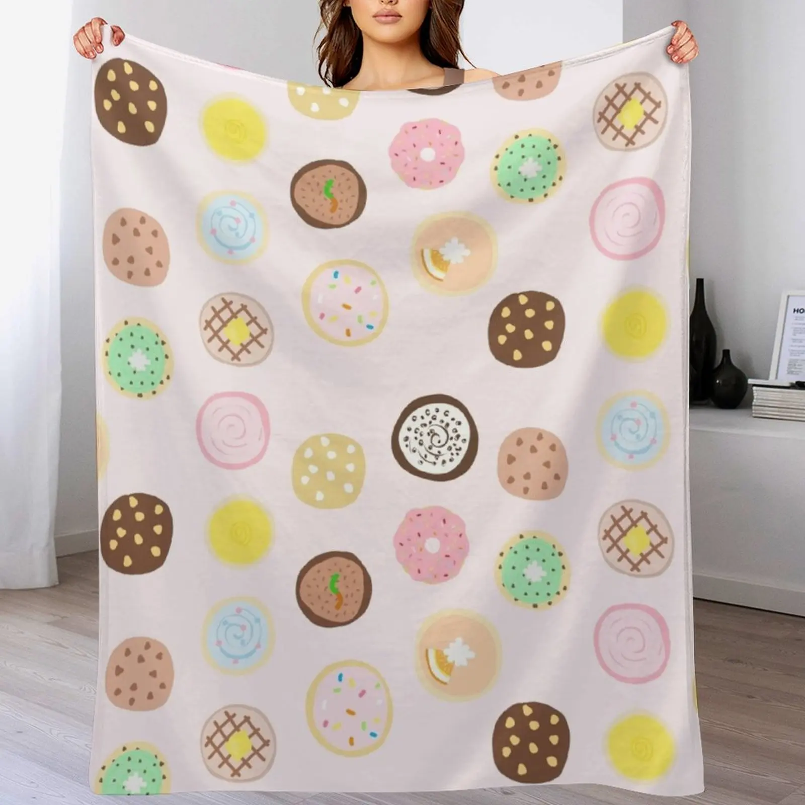 

Crumbl Cookie Assortment Yum! Throw Blanket Warm Cozy Throw Blanket for Living Room Couch