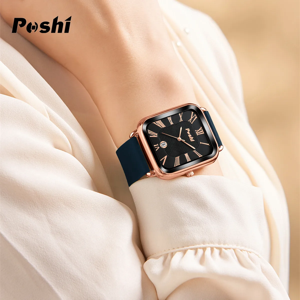 POSHI Fashion Quartz Watch Casual Luxury Women\'s Wristwatch Silicone Strap with Date Beautiful Clock