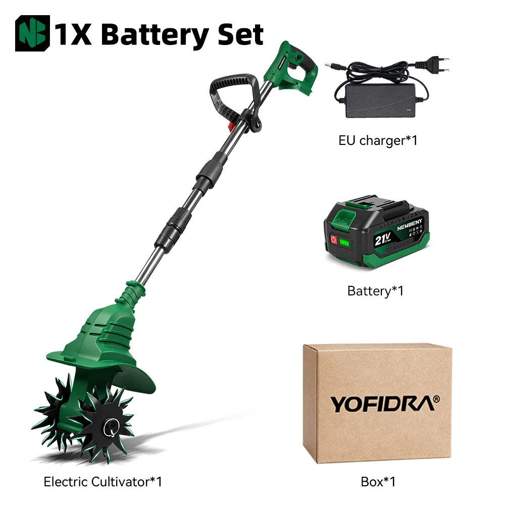 NEWBENY Elektrische cultivator 1800W Tuin Draagbare Grasmaaier Bodemomvormer Elektrisch gereedschap voor Makita accu