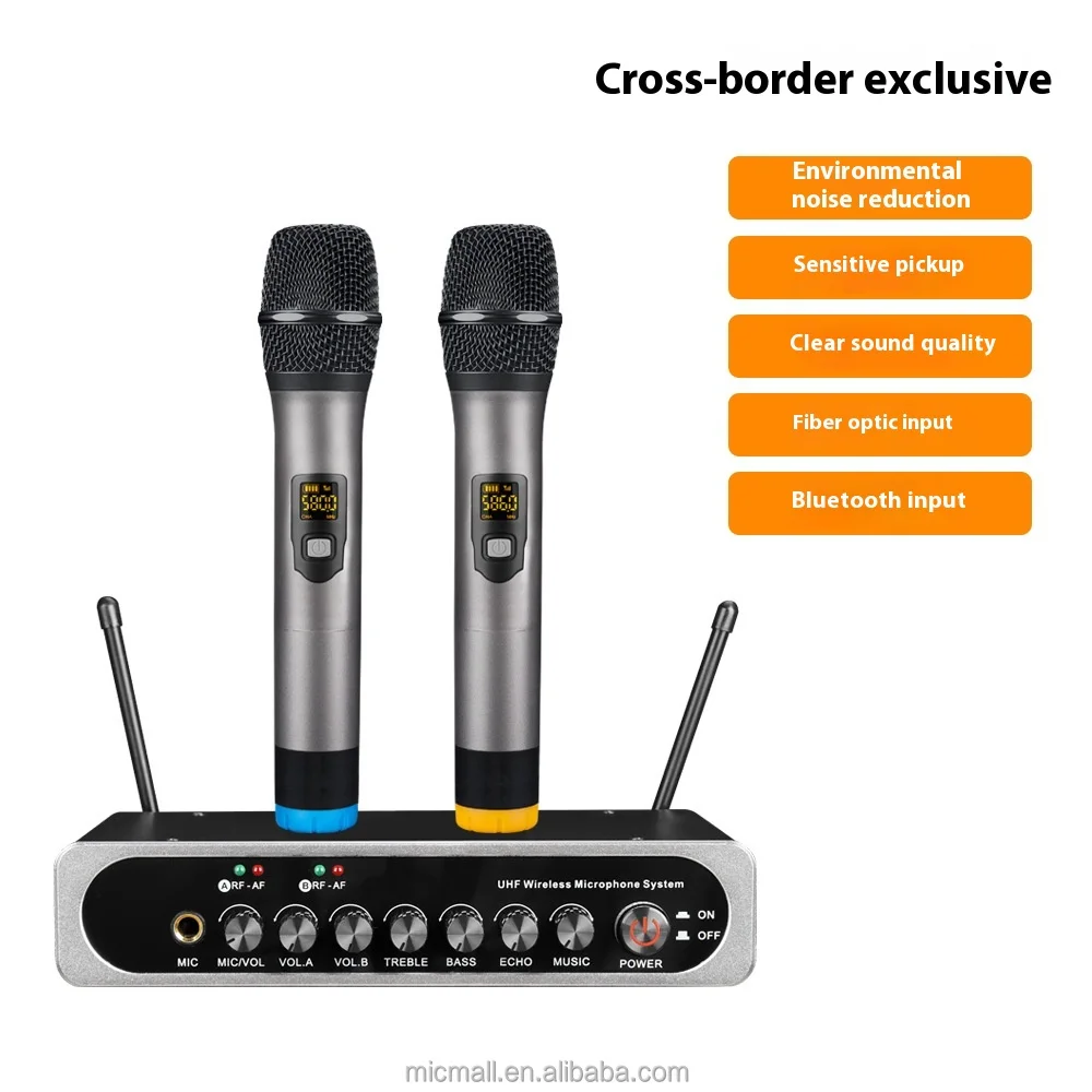 2026 Factory Direct Sales Wireless Microphone One To Two Home TV KTV Live Broadcast Microphone With Reverberation