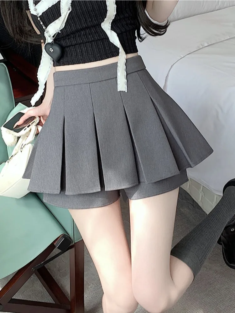 ey Ba Bowknot Ultra-ort Pleated Skirt Women's Summer Pure Desirable  Design Sensation Anti-Light Walking Skirt