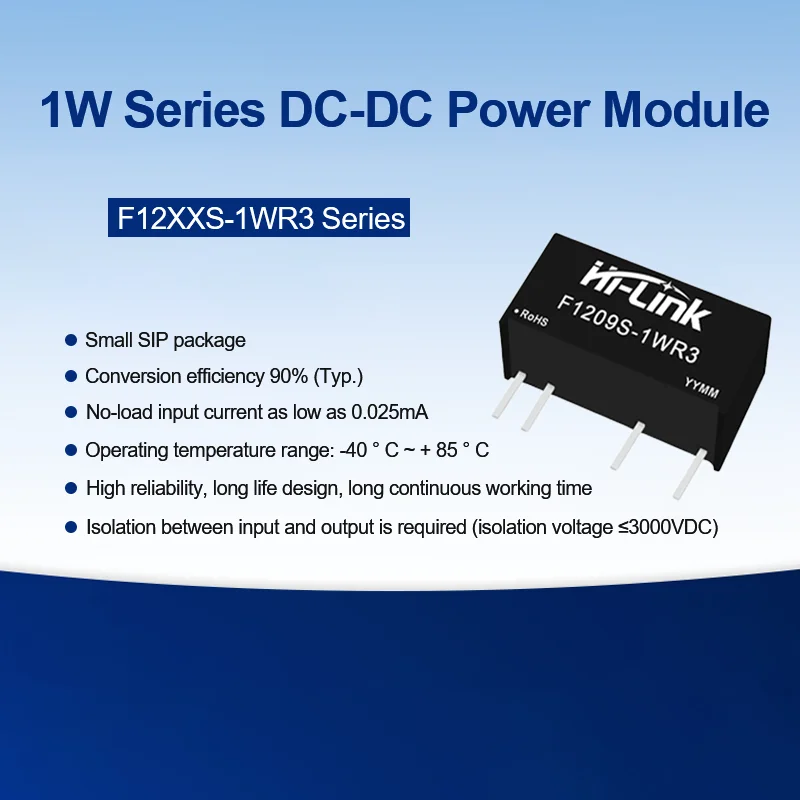 Isolated 3000Vdc F1205S-1WR3 F1212S-1WR3 F1224S-1WR3 1W 12V to 3.3V/5V/9V/12V/15V/24V DC DC Power Supply Module 10.8~13.2Vdc