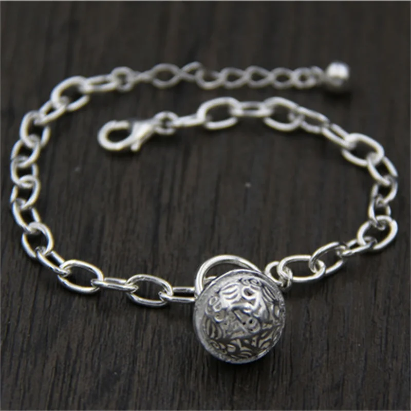 

Uglyless Hollow 925 Sterling Silver Flower Ball Bracelets for Women Cross Chains Bracelet Thailand Exotic Jewelry Ethnic Bangles