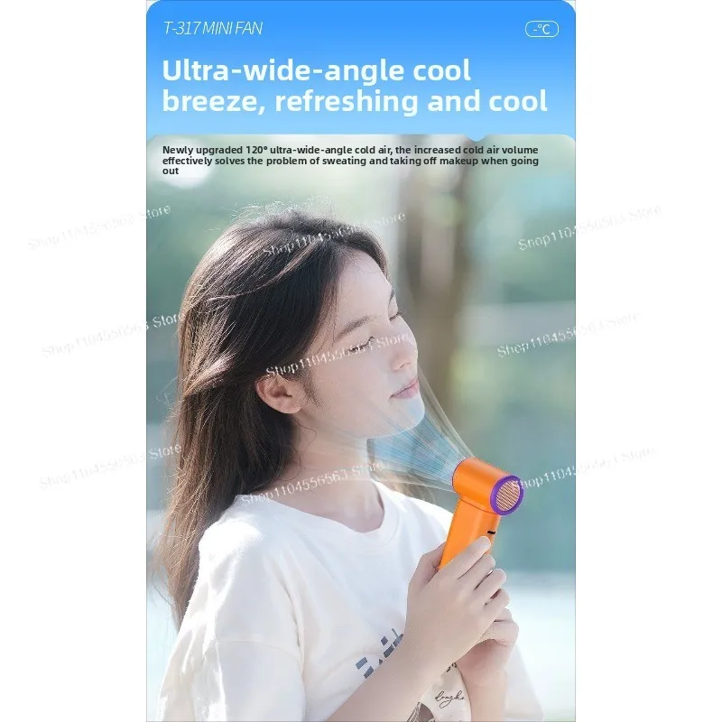 T317 USB Rechargeable Mini Turbo Fan, Brushless Motor with Digital Display, Portable Blower for Office Outdoor Travel Cooling