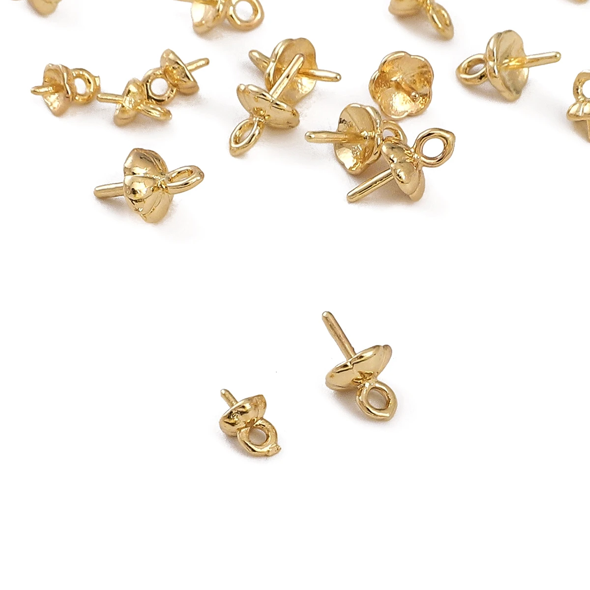 2/10pcs 14K Gold Plated Copper Charms Screw Eye Bails Beads Hanging End Caps Clasps Pins Connectors For DIY Jewelry Making