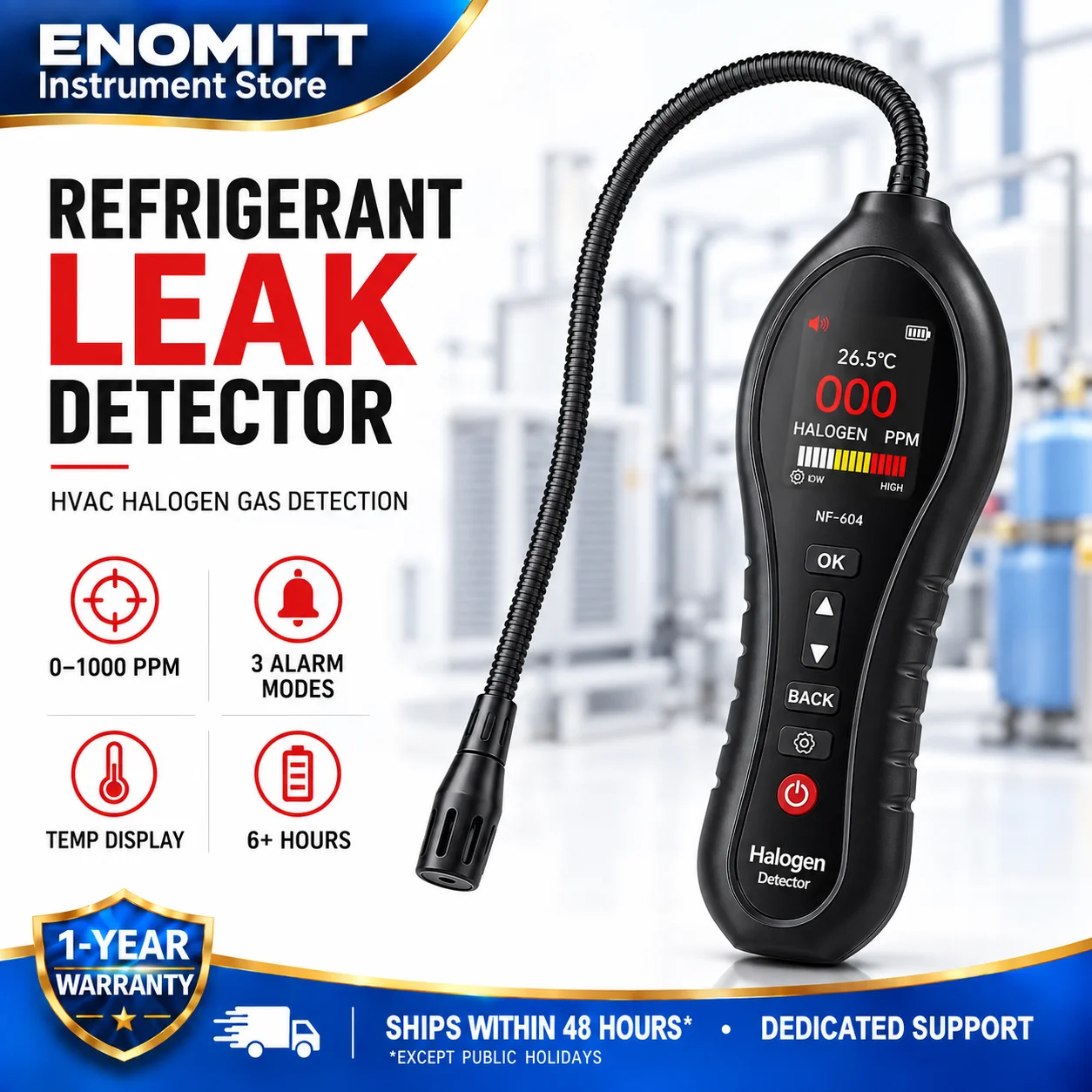 Refrigerant Leak Detector R134A R410A R22 AC Sniffer Automotive Home Air Conditioning Gas Tester with Sound Light Alarm