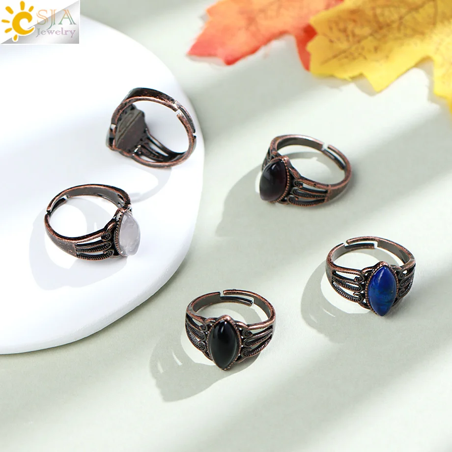 

Регулируемое кольцо с драгоценным камнем, винтажное кольцо с конским глазом, кристаллом, белым кристаллом, аметистом, обсидианом, тигровым глазом, кольца на палец для мужчин и женщин H507