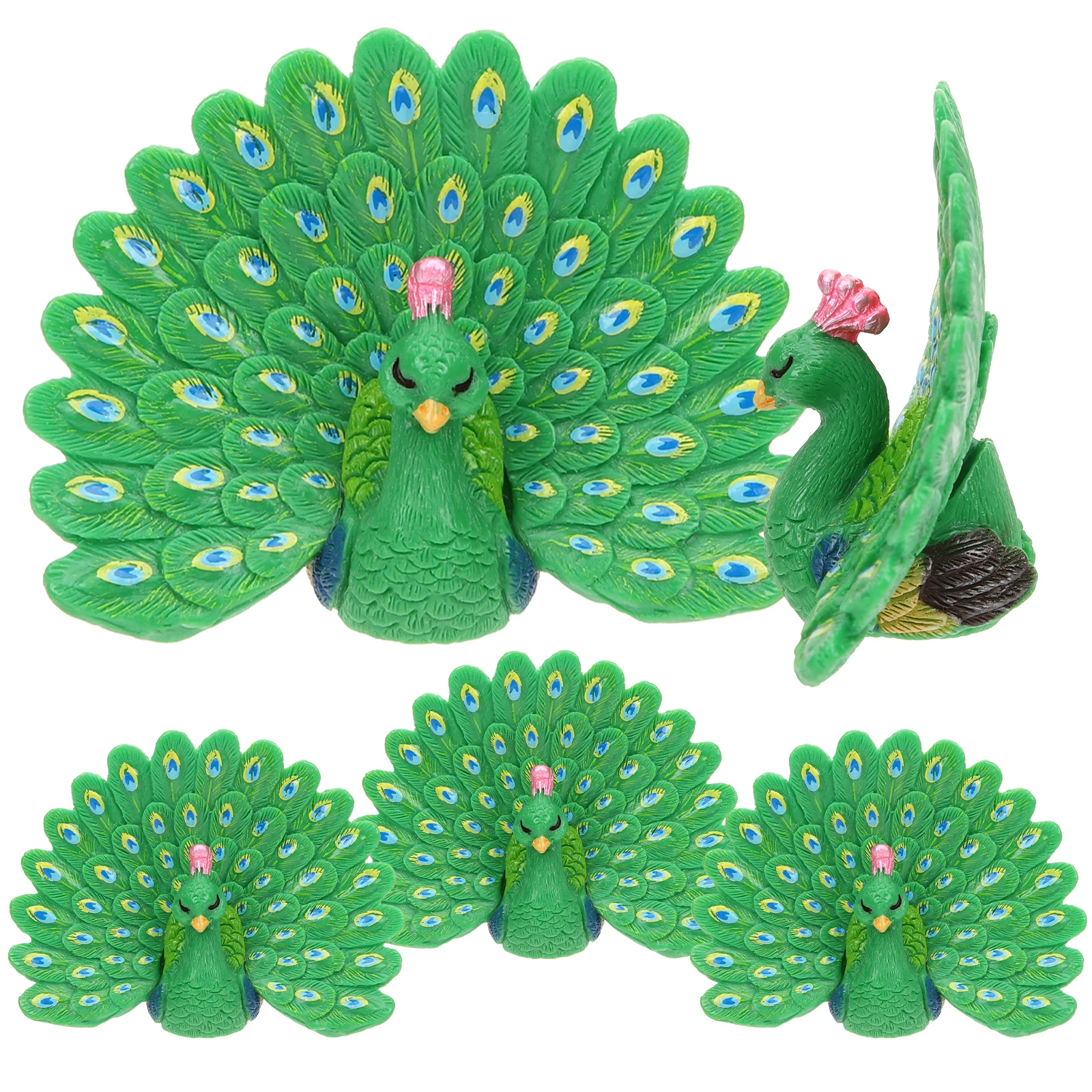 

5Pcs Peacock Ornament Mini Resin Micro Landscape Decoration Flowerpot Bonsai Accessory Peacock Figurine Tiny Figurines